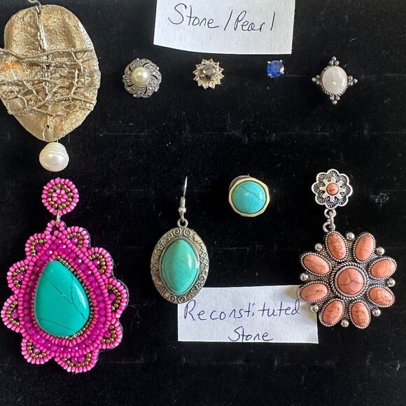 J405 Craft Bulk Bundle of Stone & Pearl Earrings - Picture 1 of 2